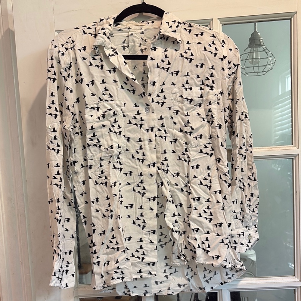 White and Black Raven Blouse